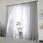Chyhomenyc Sheer Grey Curtains 84 inches Long 2 Panels Set, Lightweight Solid - Image 2