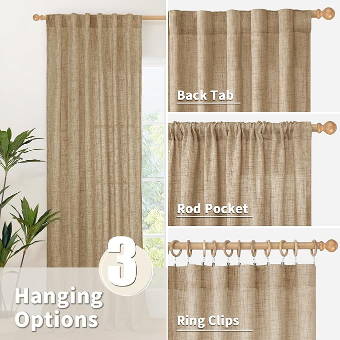 YoungsTex Burlap Linen Semi Sheer Curtains 72 Inch Length - Image 5