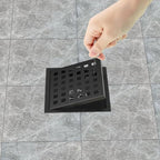 4-3/8 Inch Shower Drain Matte Black, Square Bathroom Floor Drain, Stainless - Image 4