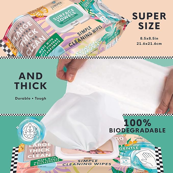 Single Surface Cleaning Wipes Bleach Free, Thick & Large Dispose, All-Purpose - Image 3