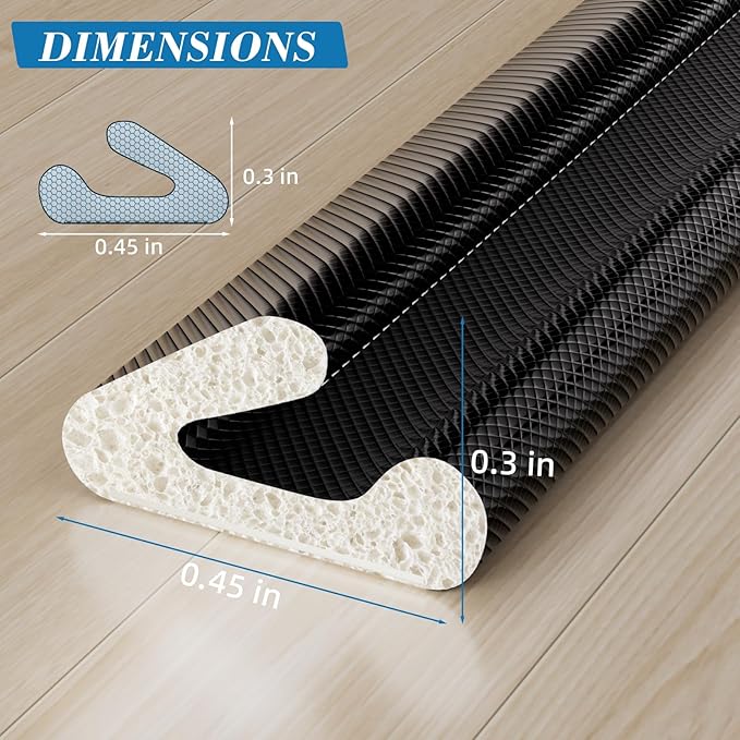 V-Shaped Weather Stripping Door Seal, 33FT Draft Stopper - Image 6