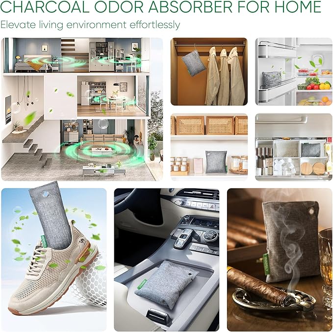 Activated Charcoal Odor Absorber, Large 500g W Hooks Nature Odor Eliminator - Image 6