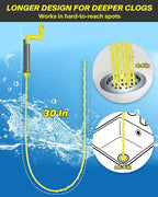 Drain Clog Remover Tool, 30 Inch Sink Snake Hair Clog Remover - Image 2