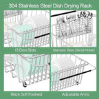Large Sink Dish Drying Rack, Expandable 304 Stainless Steel Metal Dish Drainer - Image 7