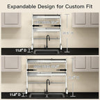 3 Tier Extra Large Stainless Steel Expandable Over The Sink Dish Drainer Drying - Image 3