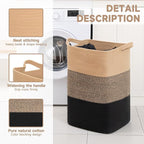 CLHMILY&Z 75L Laundry Basket Rectangular Black Jute Rope - Image 5