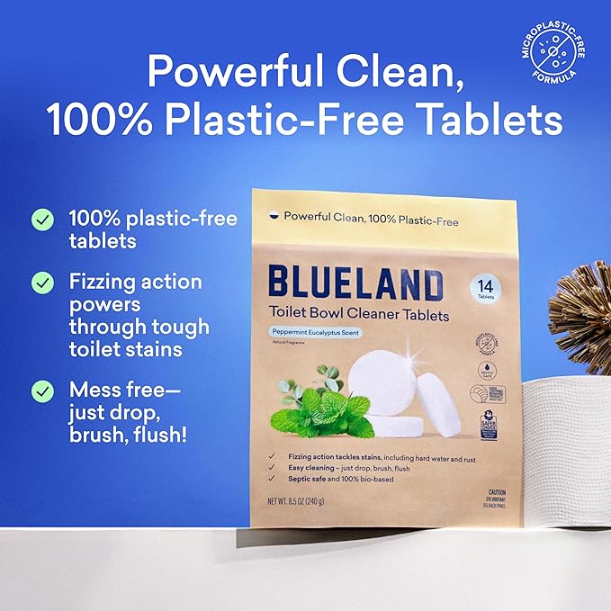 BLUELAND Toilet Bowl Cleaner Tablets, Peppermint Eucalyptus, Plastic-Free - Image 2