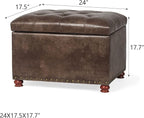 24'' Leather Ottoman with Storage Rectangle Foot Rest Ottomans Stool - Image 3