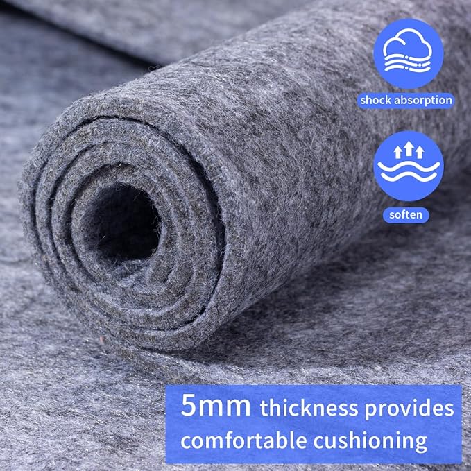 Felt Rug Pad, 10x14 Ft Extra Large Area Cushioned Carpet Liner, Thick Felt Pads - Image 3