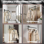 Dr.DJ Wall Mount Coat Hanger Holder Black Clothes Drying Organizer Rack Garment - Image 4