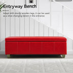 51" Faux Leather Storage Ottoman, Stitch Tufted Rectangle Upholstered End of - Image 6