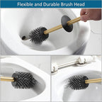 BVL Toilet Brush and Hoder Set Brushed Gold Freestanding - Image 3
