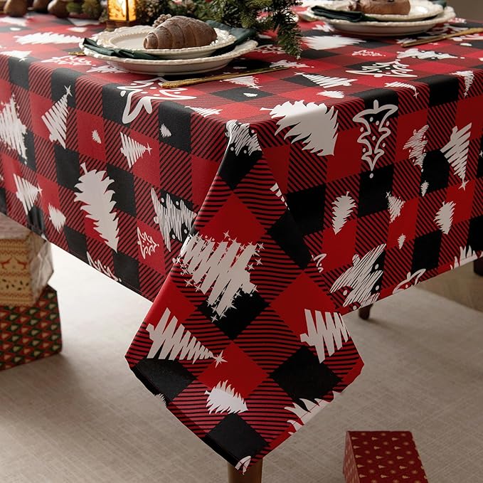 Waterproof Checkered Tablecloth Fabric by Essifunia