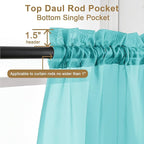 Chyhomenyc Turquoise Sheer Curtains 96 inches Long 2 Panels, Light Filtering - Image 2