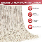 Matthew Cleaning 16oz 6Pack Cotton Floor Mop, Cotton Looped-Open String Heavy - Image 2