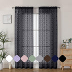 Aiyufeng Sheer Black Curtains 84 Inches Long 2 Panels, Solid Airy Light - Image 2