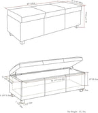 SIMPLIHOME Avalon 48 inch Wide Contemporary Rectangle Storage Ottoman Bench in - Image 2