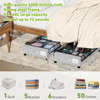 Under Bed Storage with Wheels, Underbed Storage Bins, XXL 60L Rolling Metal - Image 4