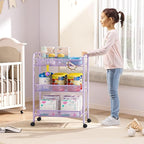 TOOLF 3-Tier Metal Rolling Cart, Mesh Wire Easy Assemble Utility Cart, Storage - Image 7