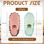 Jecery 2 Pair Microfiber Slippers Floor Cleaning Chenille Mop Slippers Base - Image 2