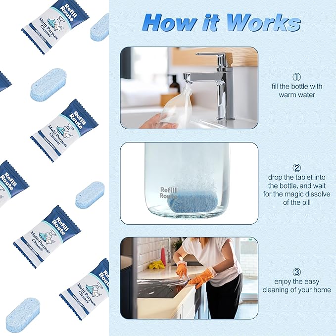 Multi-surface Cleaner Kit, Bathroom Cleaner Spray Tablets & Spray Bottle All - Image 7