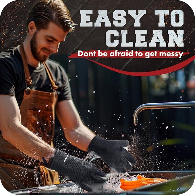KITCHEN PERFECTION XL Silicone Smoker Oven Gloves-Extreme Heat Resistant BBQ - Image 7