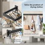 Drying Rack Clothing, Retractable Clothes Drying Rack, Wall Mounted Laundry Rack - Image 3