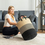 YOUDENOVA Woven Rope Laundry Hamper Basket, 58L Tall Laundry Basket - Image 6