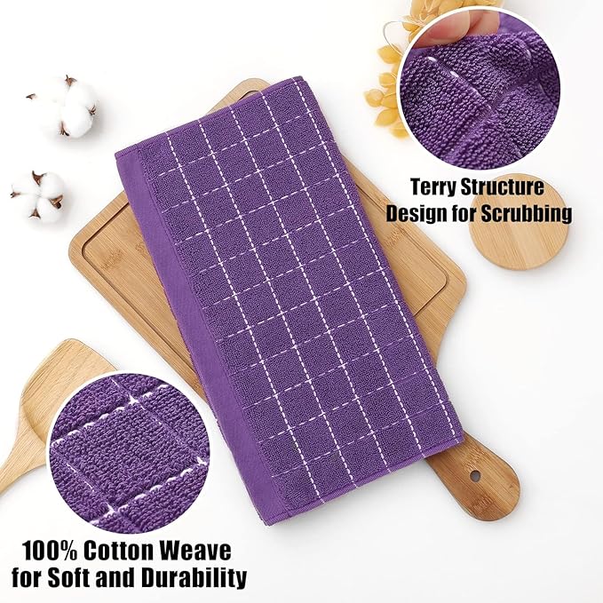 Homaxy 100% Cotton Terry Kitchen Towels, Checkered Designed, Soft and Super - Image 7