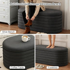Storage Ottoman Bench, Upholstered Fabric Storages Benches End of Bed Stool - Image 7