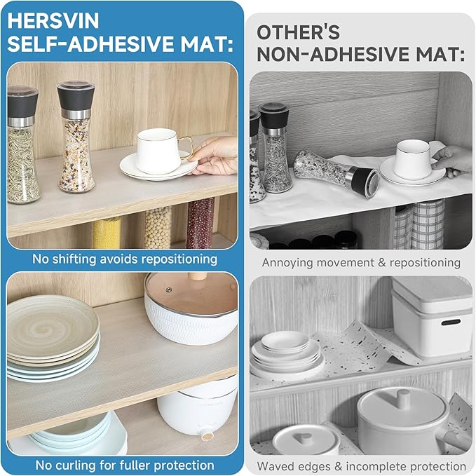 Shelf Liners 14 in x 20 ft Self-Adhesive EVA Drawer Mats, Cupboard Protector - Image 3