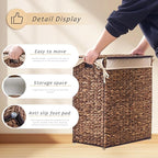 Handwoven Laundry Basket with Lid, Natural Water Hyacinth Storage Basket with - Image 5