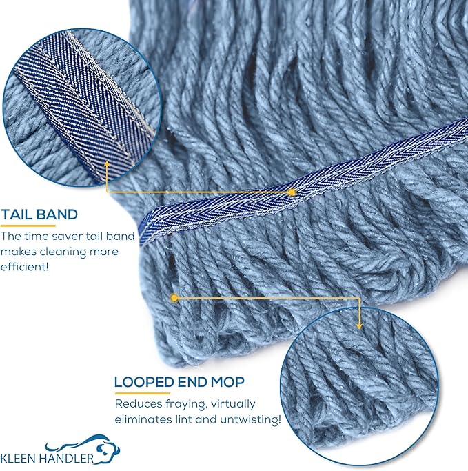 KLEEN HANDLER HEAVY DUTY Commercial Mop Head Replacement, Wet Industrial Blue - Image 8