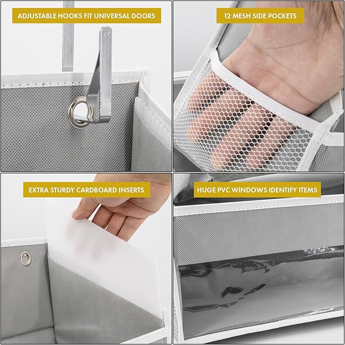 HOMELUX THEORY 1PC Heavy Duty Over the Door Organizer 55x14x6.7, 6 Large Front - Image 7