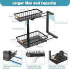 Under Sink Organizer Storage 1 pack, 2 Tier Slide Out Height Adjustable Pull - Image 4