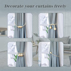 Hion Magnetic Curtain Tiebacks Beige 4 Pack, Curtain Tiebacks Buckles Holdbacks - Image 4
