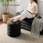 Round Ottoman with Storage Boucle Ottoman Stool with Storage Removable Lid - Image 2