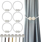 Hion Magnetic Curtain Tiebacks White 6 Pack, Curtain Tiebacks Buckles Holdbacks by Hion