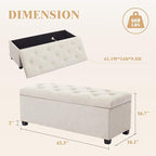 43’’ Storage Ottoman Bench, Linen Entryway Benches Load up to 660 Lb, Modern - Image 2