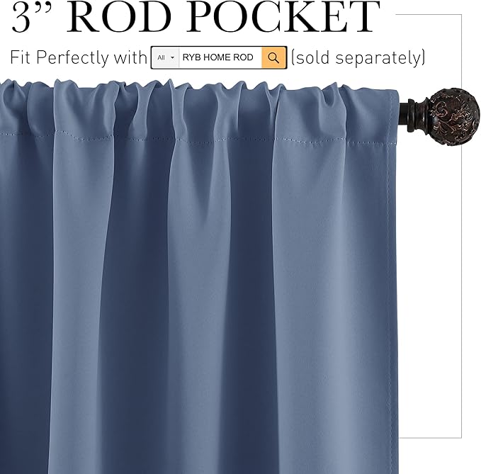 RYB HOME Blackout Curtains for Small Window - Image 2