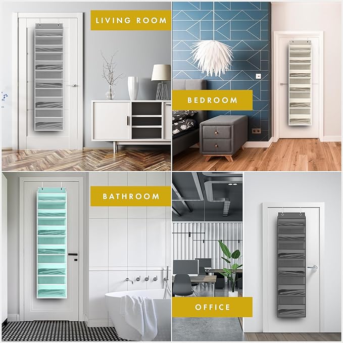 HOMELUX THEORY 1 PC Heavy Duty Over the Door Organizer 55x14x6.7, 6 Large Front - Image 5