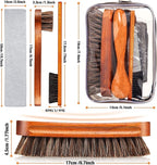 7 Pcs Horsehair Shine Shoes Brush Kit Polish Dauber Applicators Cleaning - Image 2