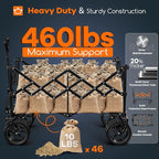220L Collapsible Wagon Cart Foldable, 460lbs Load Capacity Heavy Duty Folding - Image 3