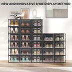 12 Pack XX-Large Modular Clear Plastic Stackable Shoe Storage Organizer - Image 2