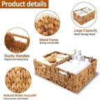 Wicker Baskets 2 Pack, Water Hyacinth Rectangular Storage Basket - Image 3