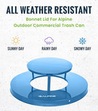 Alpine Outdoor Metal Waste Receptacle Rain Bonnet Lid - Image 2
