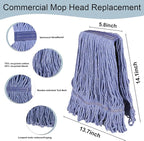 JERIA 4 Pack Heavy Duty Mop Head Replacements, String Mop Head - Image 5