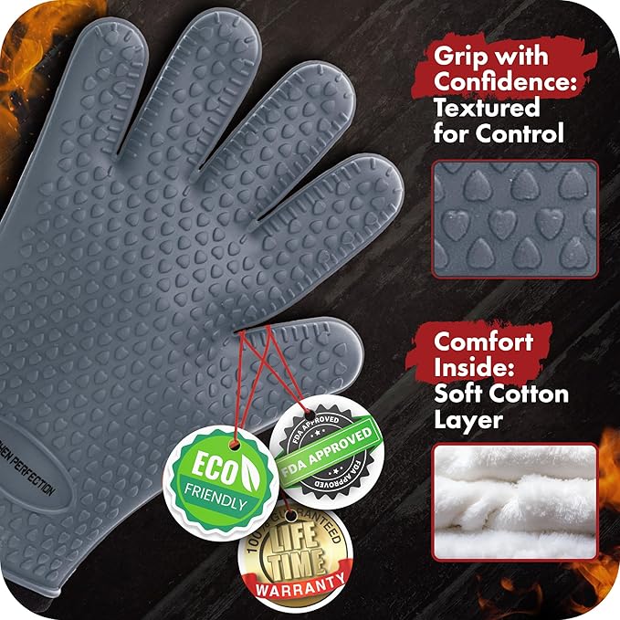 KITCHEN PERFECTION S Silicone Smoker Oven Gloves - Image 4