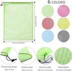 18"X24" 6Pcs Mesh Laundry Drawstring Bag Nylon Drawstring Gym Bag - Image 3