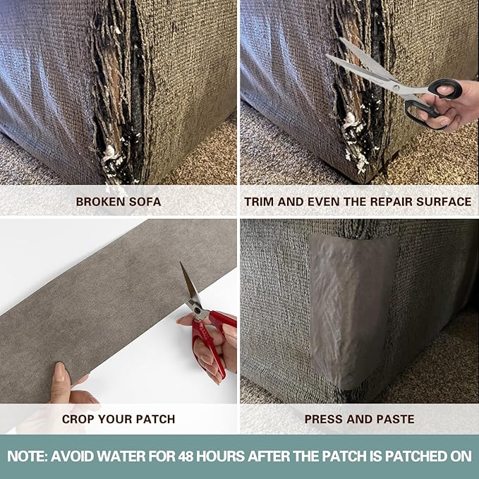 Azobur Sofa Fabric Repair Patch, Oversized Microfiber Patch, Self-Adhesive - Image 4